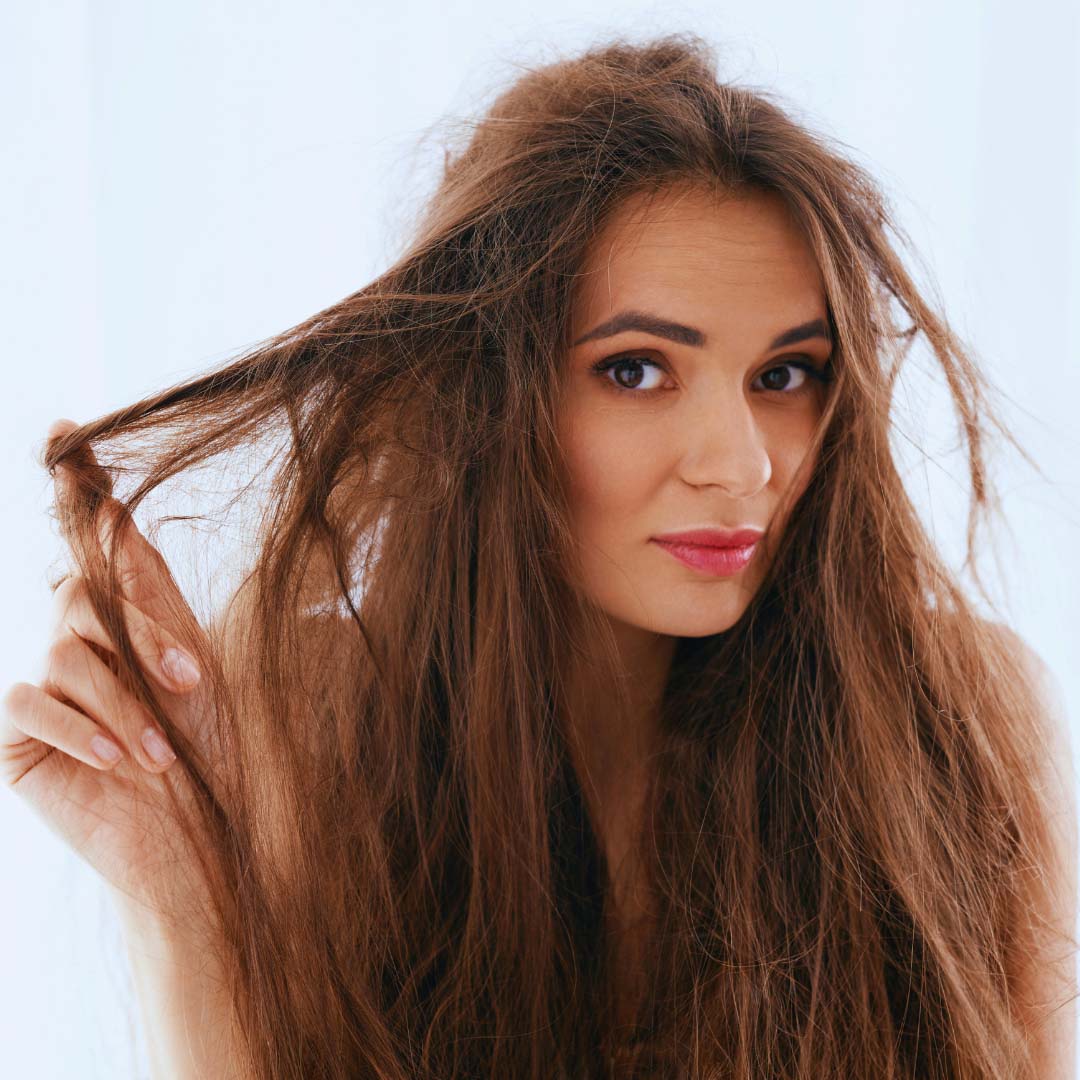 woman with dry hair after conditioning